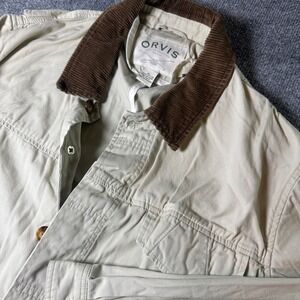 Orvis Sporting Traditions Mens XL Beige Barn Chore Jacket‎ Corduroy Collar